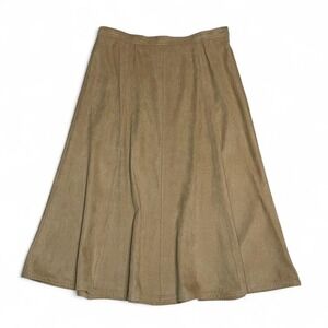 N Touch Faux Suede Camel Midi Skirt - A - Line with Side Zipper